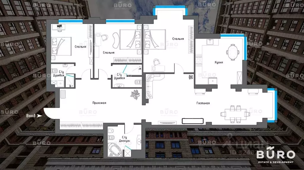 Квартира, 4 комнаты, 200 м - Фото 2