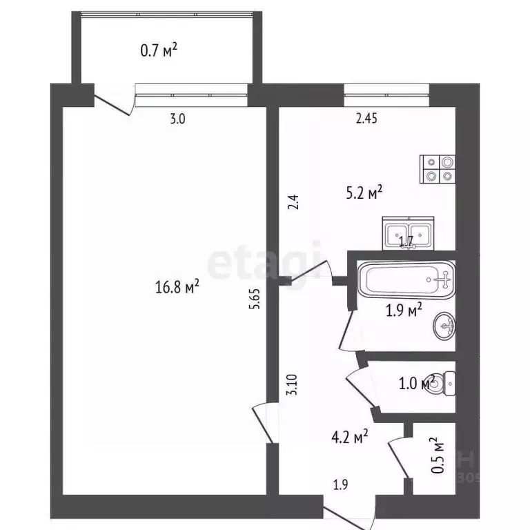 1-к кв. Мордовия, Саранск бул. Эрьзи, 11 (30.3 м) - Фото 0