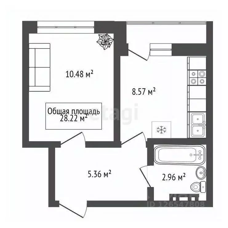 1-к кв. Новосибирская область, Новосибирск Фабричная ул., 65 (35.0 м) - Фото 1