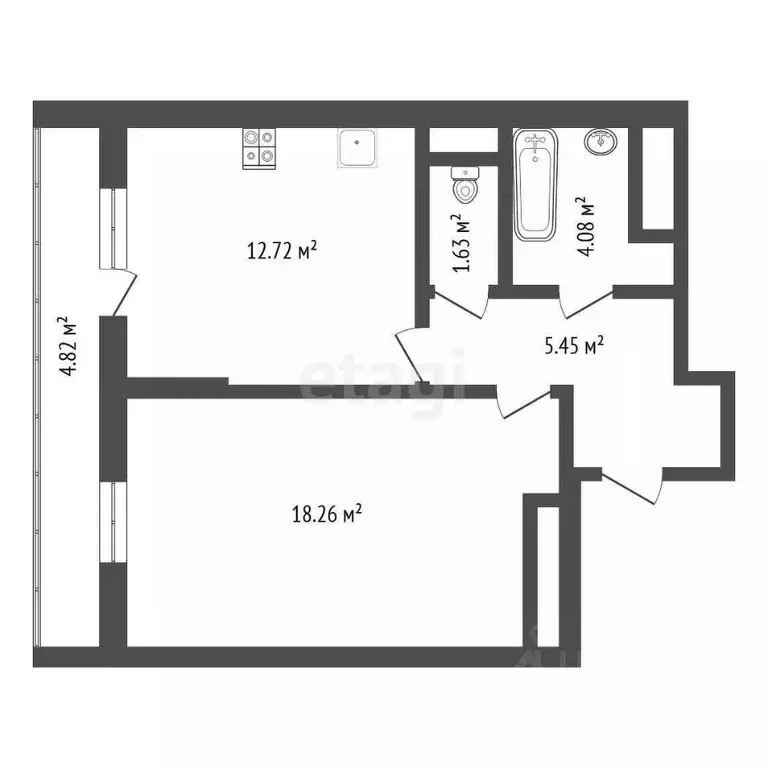 1-к кв. Воронежская область, Воронеж ул. Ворошилова, 1 (42.3 м) - Фото 2
