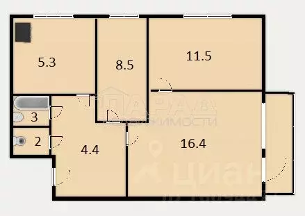 3-к кв. Крым, Симферополь ул. Кечкеметская, 77 (51.5 м) - Фото 1