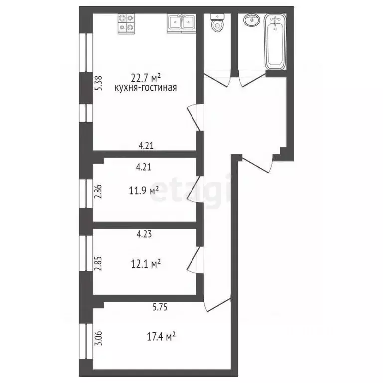3-к кв. Ямало-Ненецкий АО, Муравленко Радужный мкр, пер. ... - Фото 1