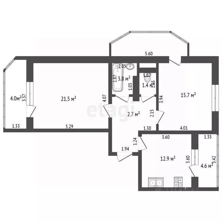 2-к кв. Краснодарский край, Анапа ул. Омелькова, 21 (81.7 м) - Фото 1