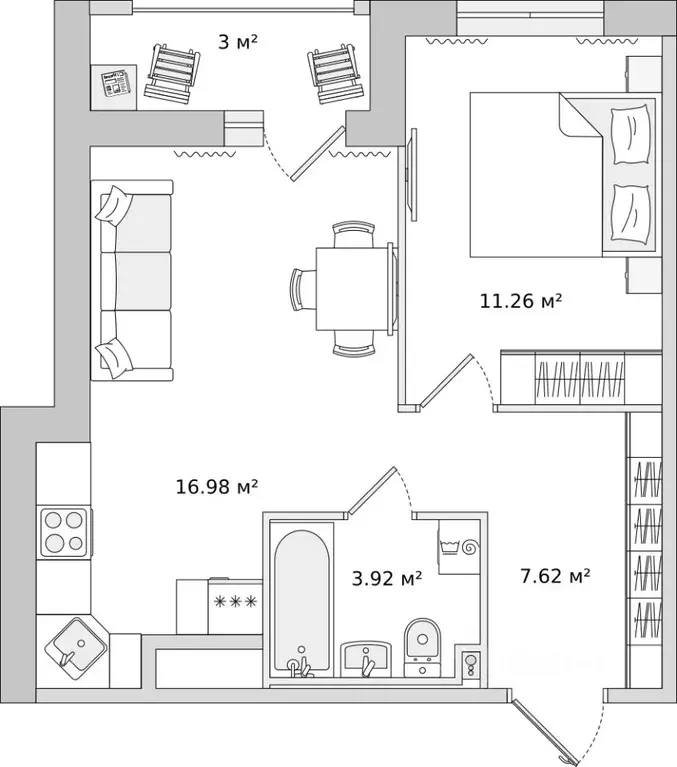 1-к кв. Ленинградская область, Всеволожский район, Свердловское ... - Фото 1