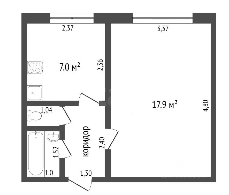 1-к кв. Коми, Ухта проезд Строителей, 8 (29.0 м) - Фото 1