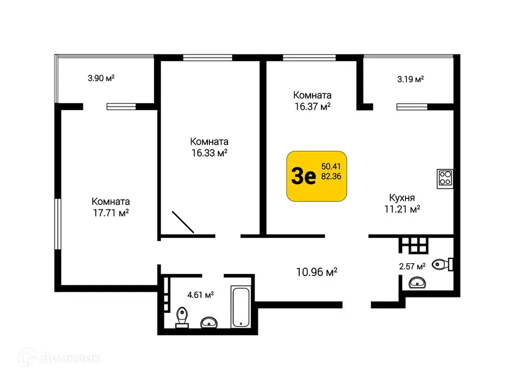 Продаётся 3-к квартира, 85.91 м - Фото 0