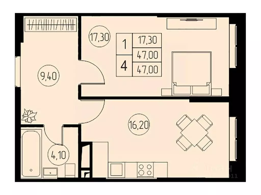 1-к кв. Московская область, Пушкино 31-й квартал жилой комплекс (47.0 ... - Фото 1