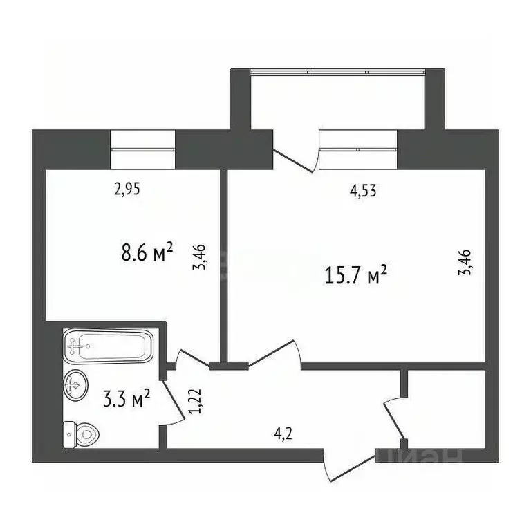 1-к кв. Красноярский край, Красноярск Светлогорская ул., 33А (34.1 м) - Фото 2