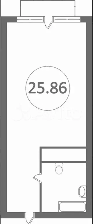 Квартира-студия, 25,9 м, 1/5 эт. - Фото 0