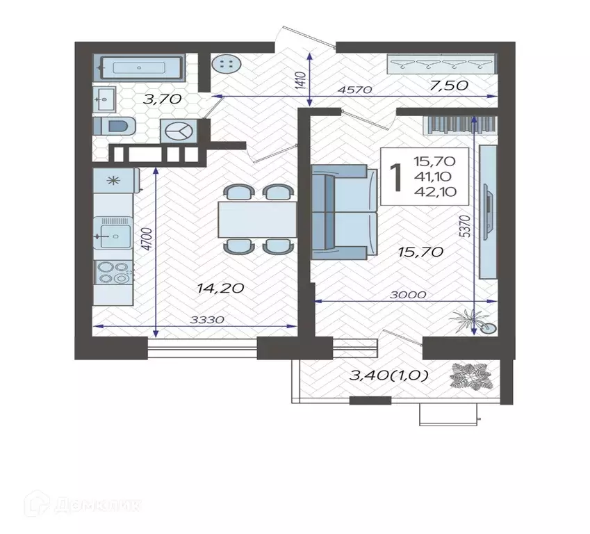 Продаётся 1-к квартира, 42.1 м - Фото 0