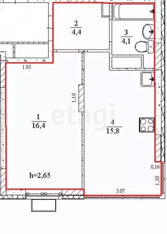 2-к кв. Ульяновская область, Ульяновск просп. Маршала Устинова, 7/14А ... - Фото 2