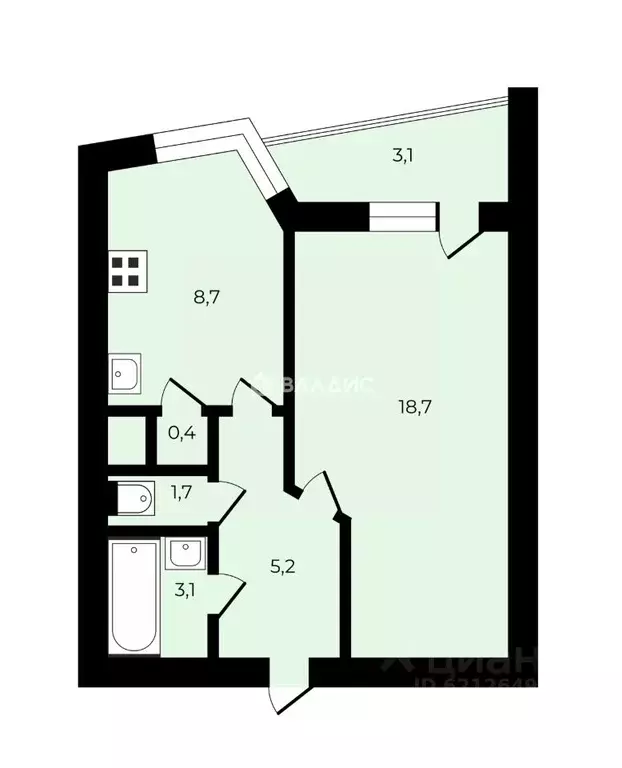1-к кв. Санкт-Петербург Пловдивская ул., 1/10 (37.8 м) - Фото 1