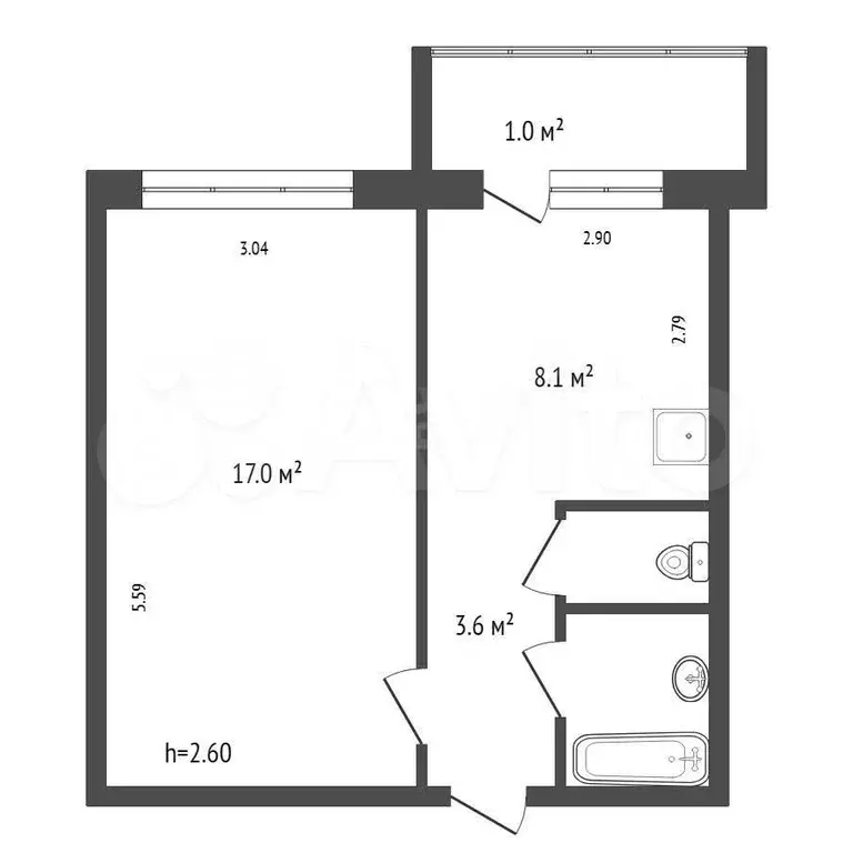 1-к. квартира, 36 м, 5/5 эт. - Фото 1