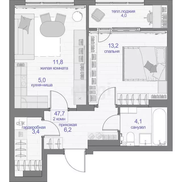 Продаётся 1-к квартира, 47.7 м - Фото 0