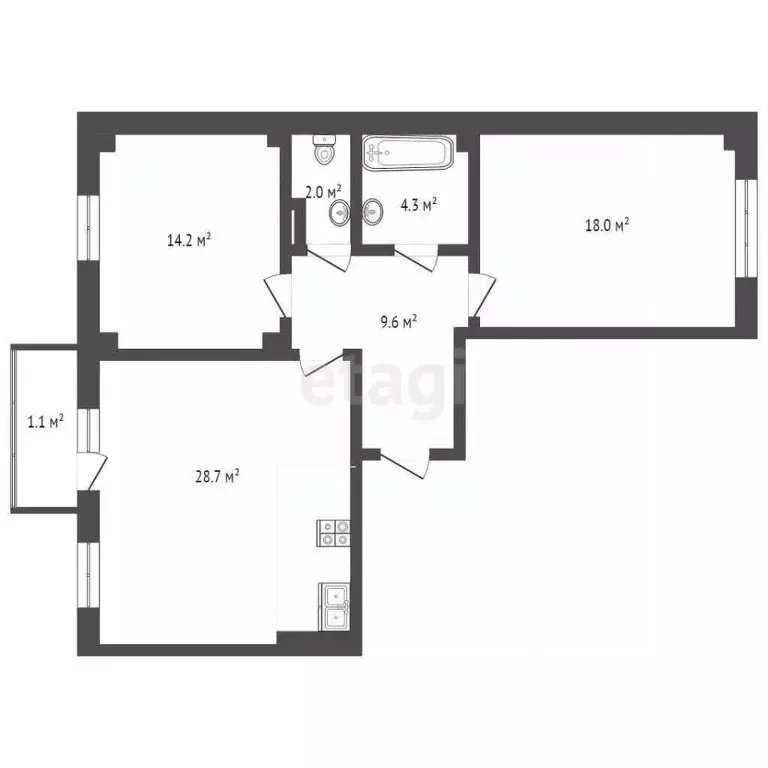 2-к кв. Севастополь ул. Токарева, 18 (76.7 м) - Фото 1