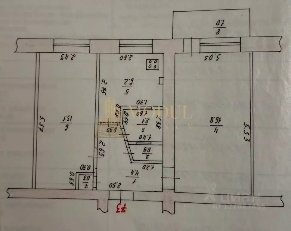 2-к кв. Татарстан, Казань Гвардейская ул., 34 (43.8 м) - Фото 2