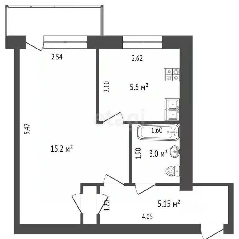 1-к кв. Саха (Якутия), Якутск ул. Хабарова, 7 (29.4 м) - Фото 2