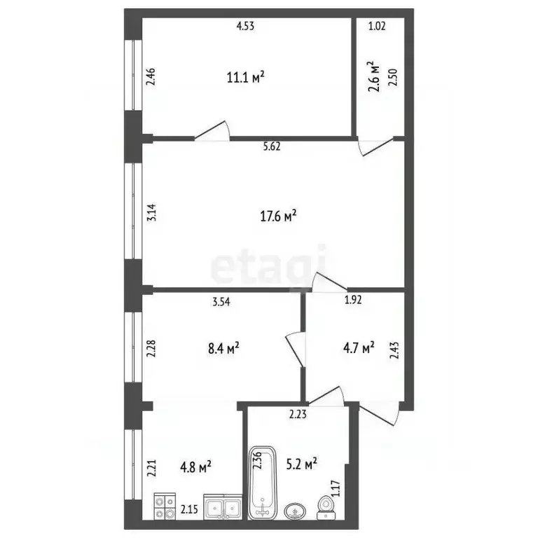 2-к кв. Забайкальский край, Чита Северный мкр, 7 (54.4 м) - Фото 1