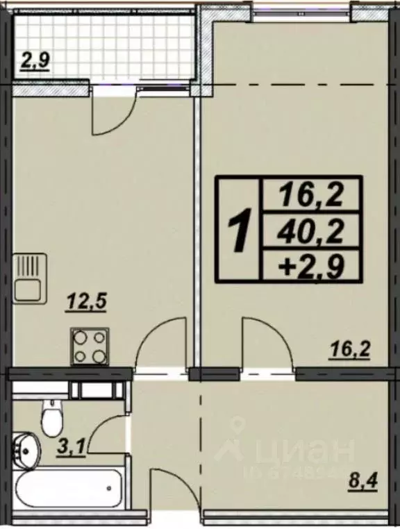 1-к кв. Краснодарский край, Анапа Астраханская ул., 71А (39.0 м) - Фото 1