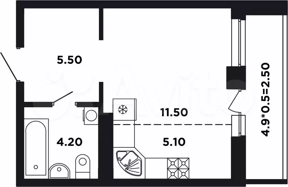 Квартира-студия, 28,9 м, 8/9 эт. - Фото 0