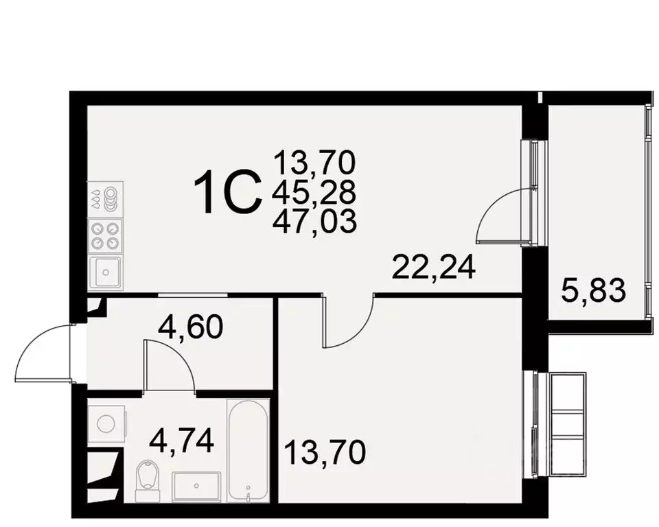 1-к кв. Тульская область, Тула Хлебная пл. (45.28 м) - Фото 0