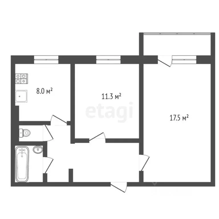 2-к кв. Ямало-Ненецкий АО, Муравленко Комсомольская ул., 2 (47.9 м) - Фото 1