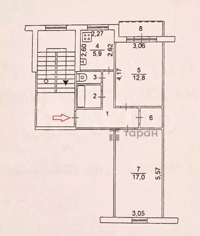 2-к. квартира, 48,5 м, 5/5 эт. - Фото 0