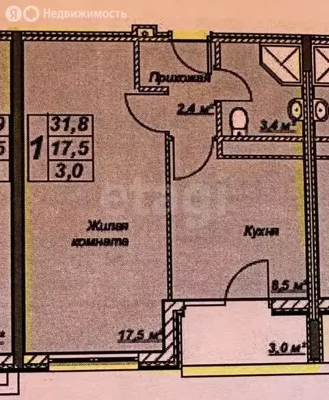 1-комнатная квартира: Анапа, Пионерский проспект, 100Вк1 (34.2 м) - Фото 1