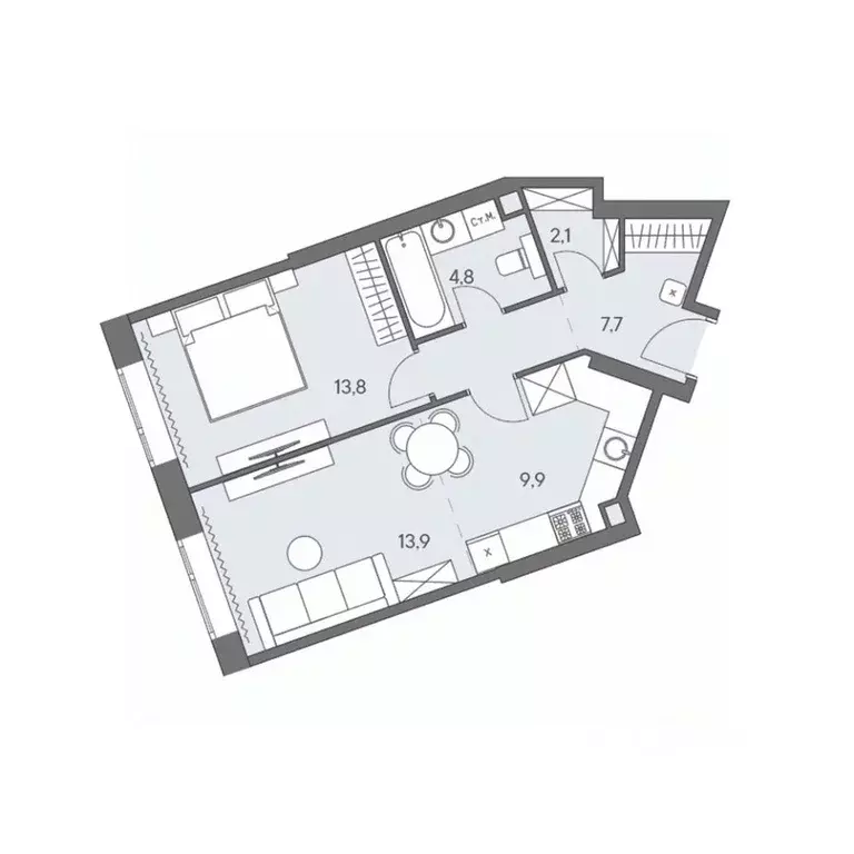 2-к кв. Москва ш. Боровское (дублер) (52.2 м) - Фото 0