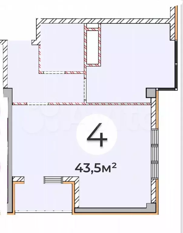 2-к. квартира, 43,5 м, 9/9 эт. - Фото 0