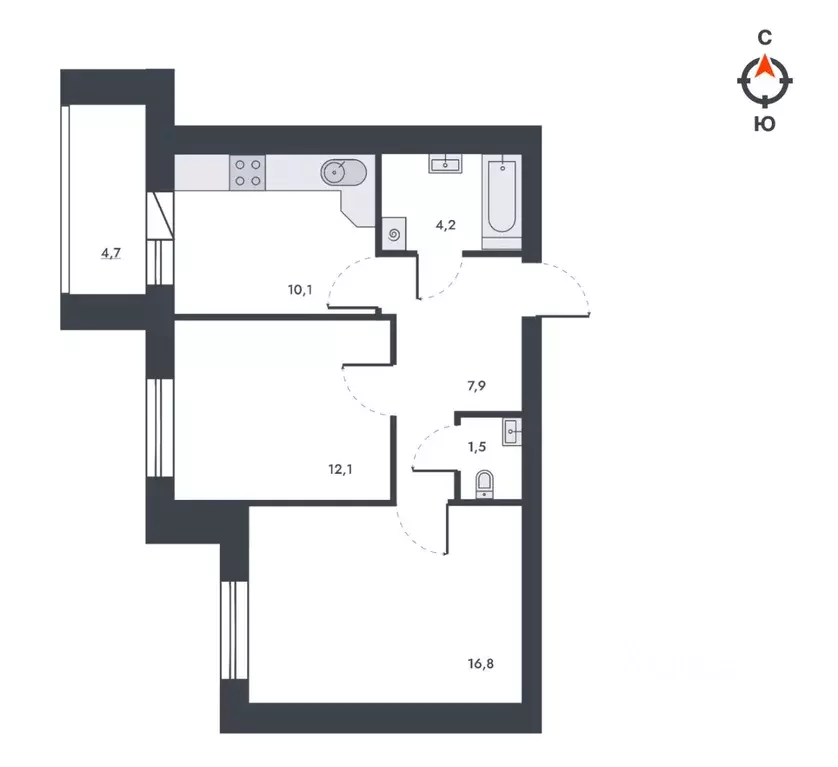 2-к кв. Кировская область, Киров ул. Капитана Дорофеева, 24 (57.6 м) - Фото 1