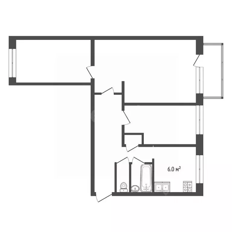 3-к кв. Челябинская область, Челябинск Краснознаменная ул., 14 (59.3 ... - Фото 2