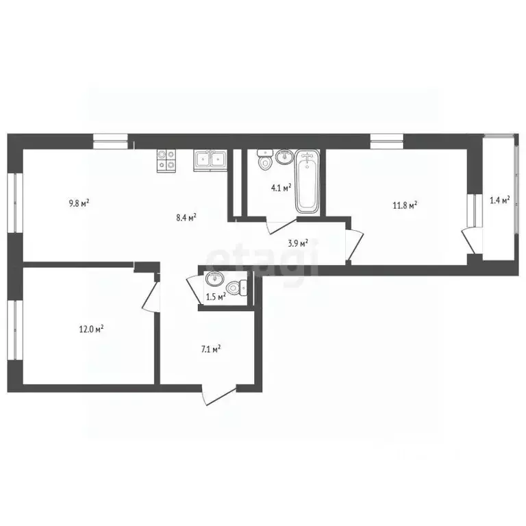 3-к кв. Москва Сосенское поселение, просп. Куприна, 7к1 (60.0 м) - Фото 2
