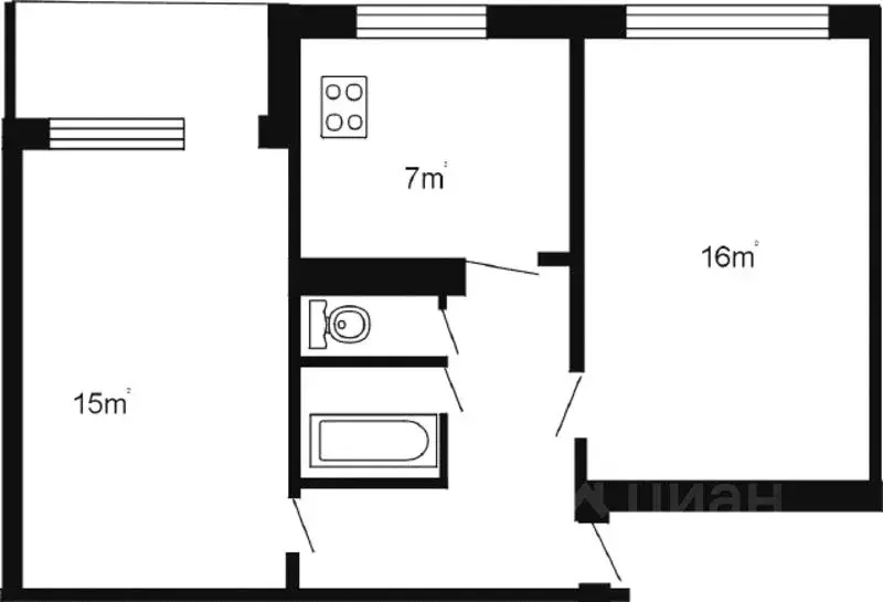 2-к кв. Томская область, Томск ул. Беринга, 1/2 (45.6 м) - Фото 1