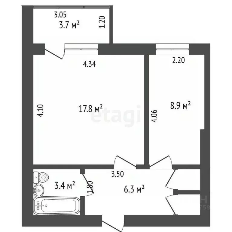 1-к кв. Саха (Якутия), Якутск ул. Ярославского, 19 (37.8 м) - Фото 2