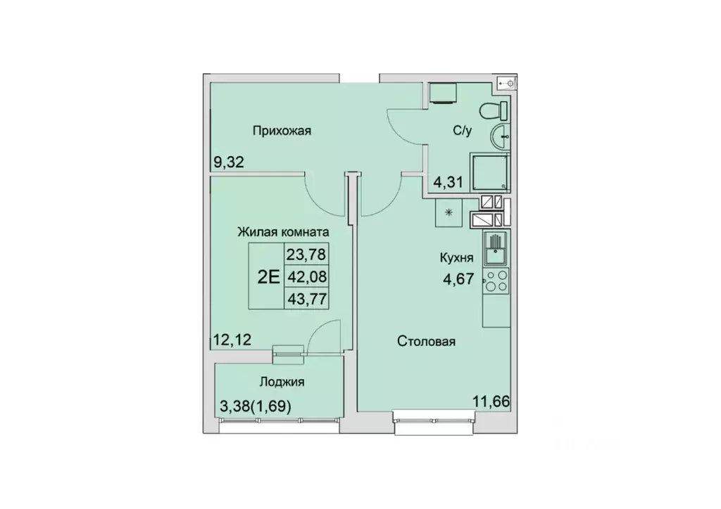 2-к кв. Ростовская область, Батайск  (43.77 м) - Фото 1