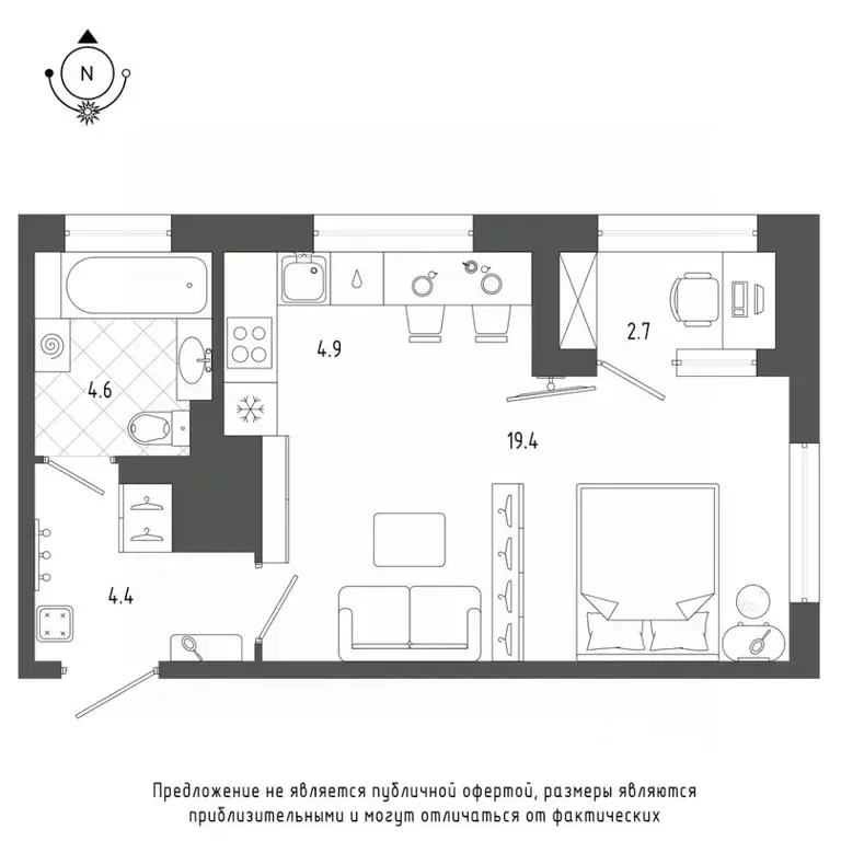 Студия Санкт-Петербург бул. Измайловский, 9 (34.5 м) - Фото 0