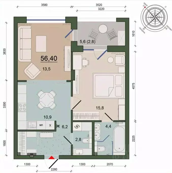 1-к кв. Калининградская область, Калининград ул. Молодой Гвардии, 34 ... - Фото 2