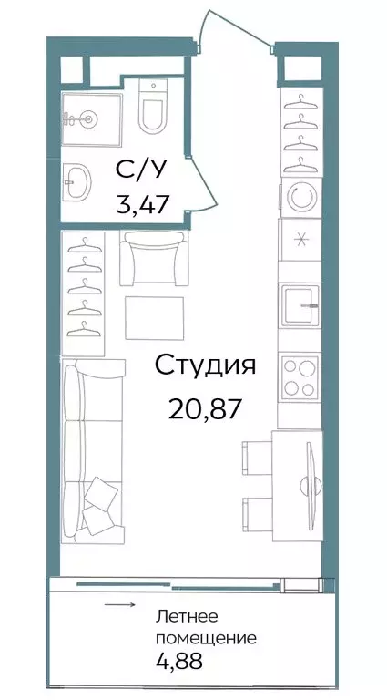 Квартира-студия: Республика Крым, Саки (29.22 м) - Фото 1