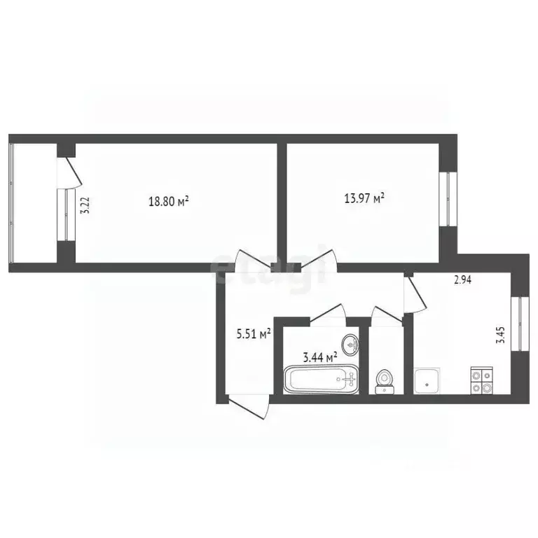 2-к кв. Московская область, Мытищи Трудовая ул., 22 (56.8 м) - Фото 1