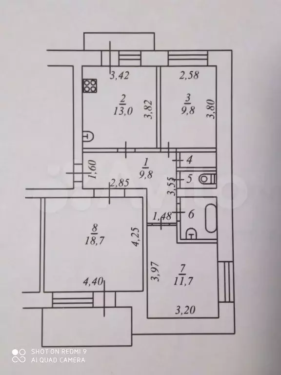 3-к. квартира, 68,9 м, 5/5 эт. - Фото 0
