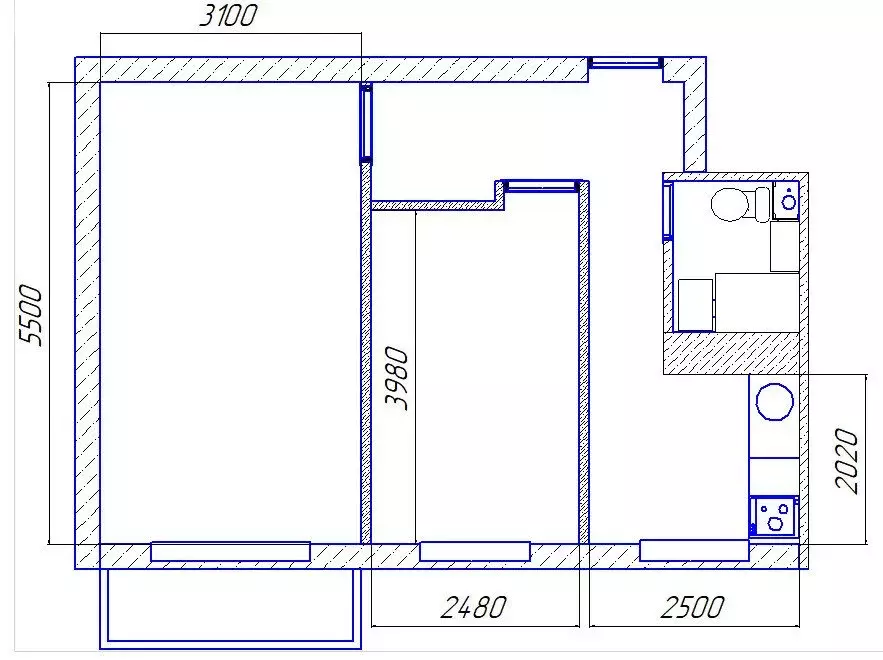 2-комнатная квартира: Тамбов, Рабочая улица, 34к1 (42.7 м) - Фото 1