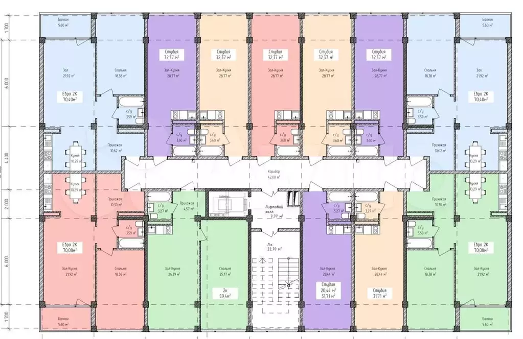 Апартаменты-студия, 29 м, 3/8 эт. - Фото 1