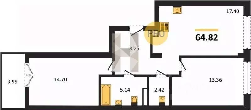 2-к кв. Калининградская область, Гурьевск Включи жилой комплекс (63.05 ... - Фото 1