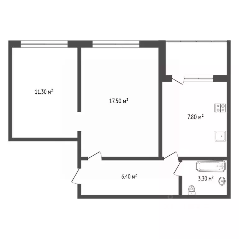 2-к кв. Ханты-Мансийский АО, Сургут Контейнерная ул., 8/2 (45.5 м) - Фото 1