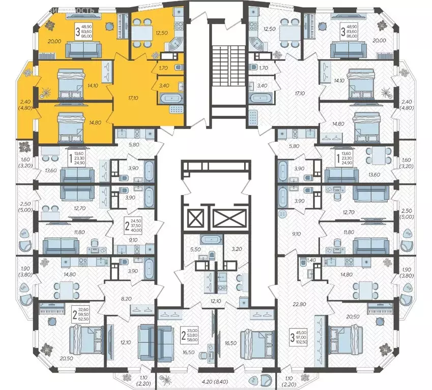 3-комнатная квартира: Краснодар, жилой комплекс Зеленодар, улица ... - Фото 2