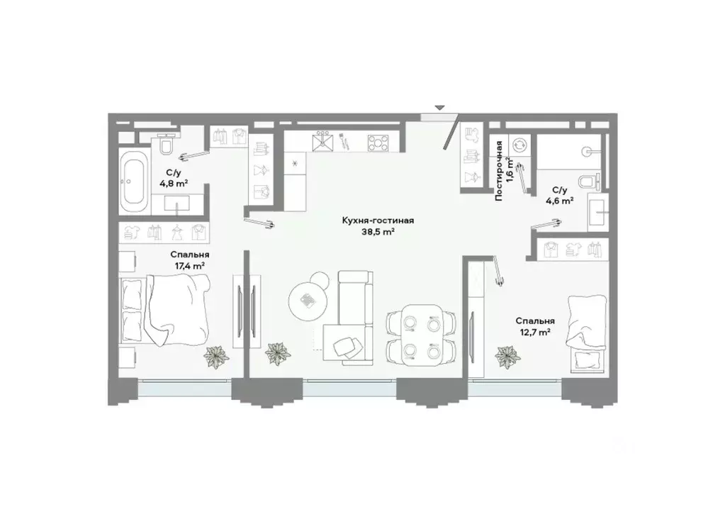 2-к кв. Москва Ленинский просп., 2 (79.6 м) - Фото 2