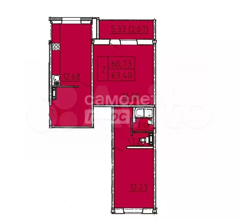 3-к. квартира, 60,5 м, 5/10 эт. - Фото 0