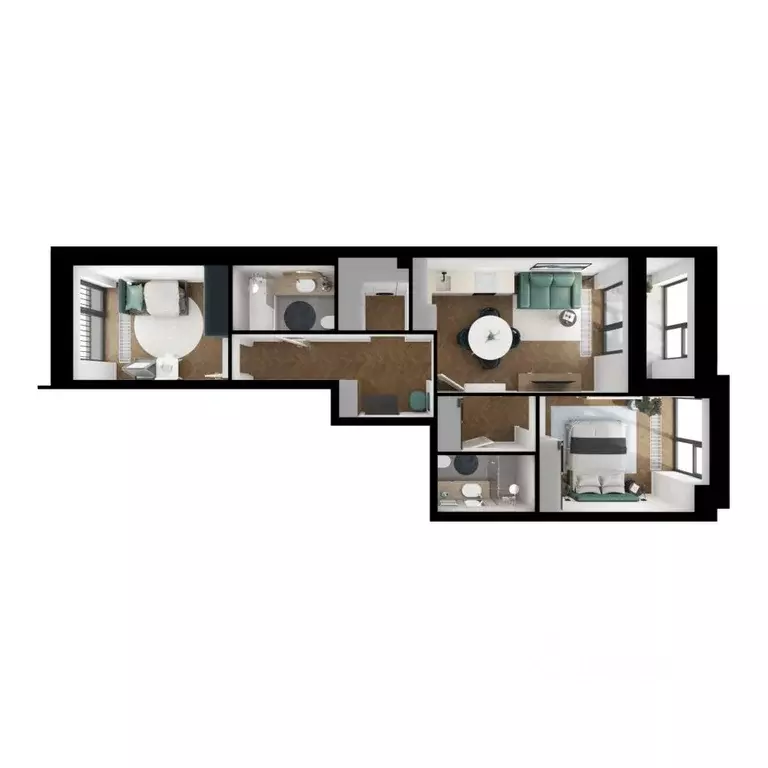 2-к кв. Татарстан, Казань Ботаническая 3 жилой комплекс, 2 (60.8 м) - Фото 2