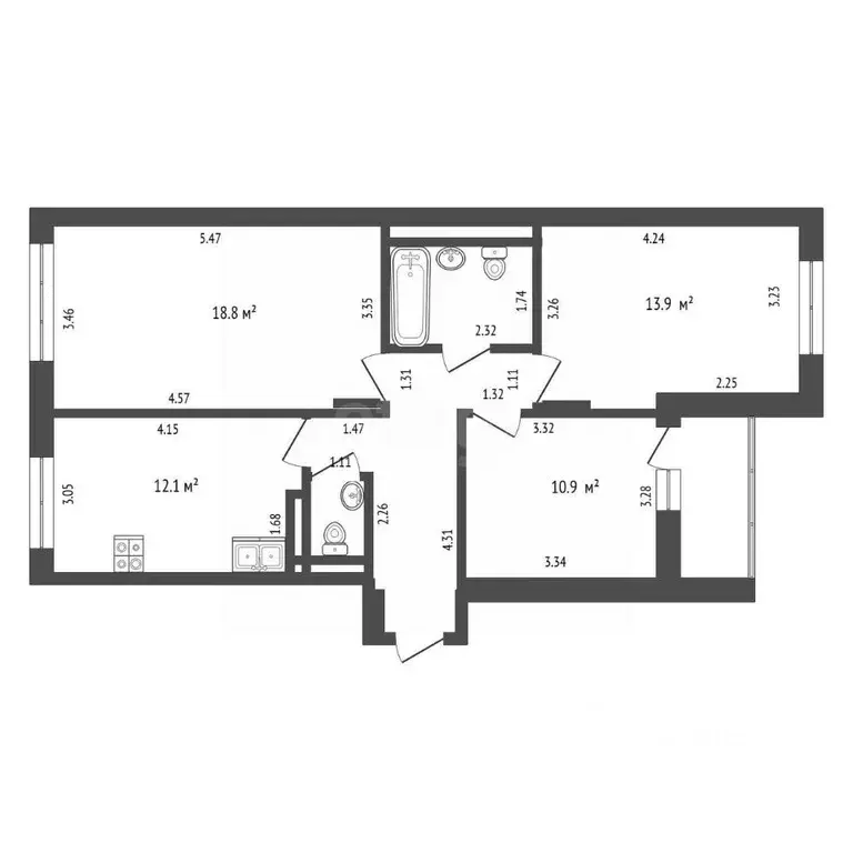 3-к кв. Москва Коровинское ш., 12 (70.5 м) - Фото 2